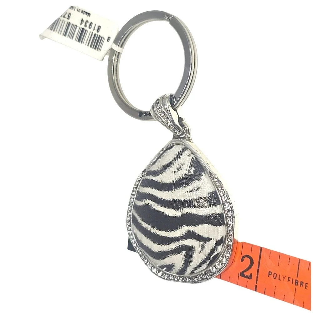 Brighton Trinity Zebra Key Fob Swarovski Crystal Resin Pendant E14680 OS Silver